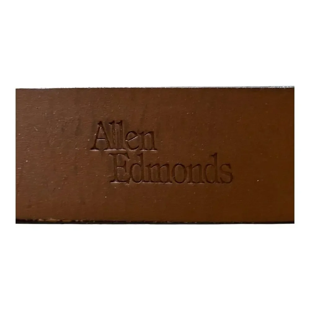 Allen Edmonds Polished Cobbler Leather Belt Brown 38/95 Solid Brass Buckle 42118